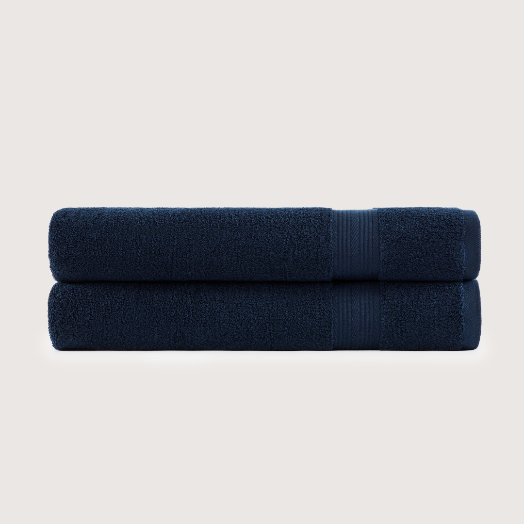 Pack of 2 Truenova Ultrasoft cotton bath towels in Navy Blue