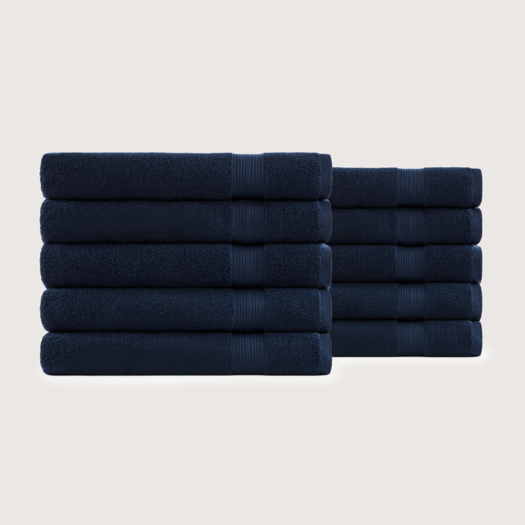 Pack of 8 Truenova Ultrasoft cotton bath towels in Navy Blue
