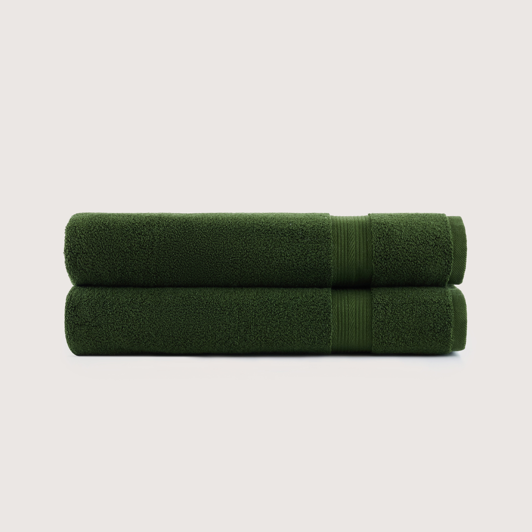 Pack of 2 Truenova Ultrasoft cotton bath towels in Olive Green