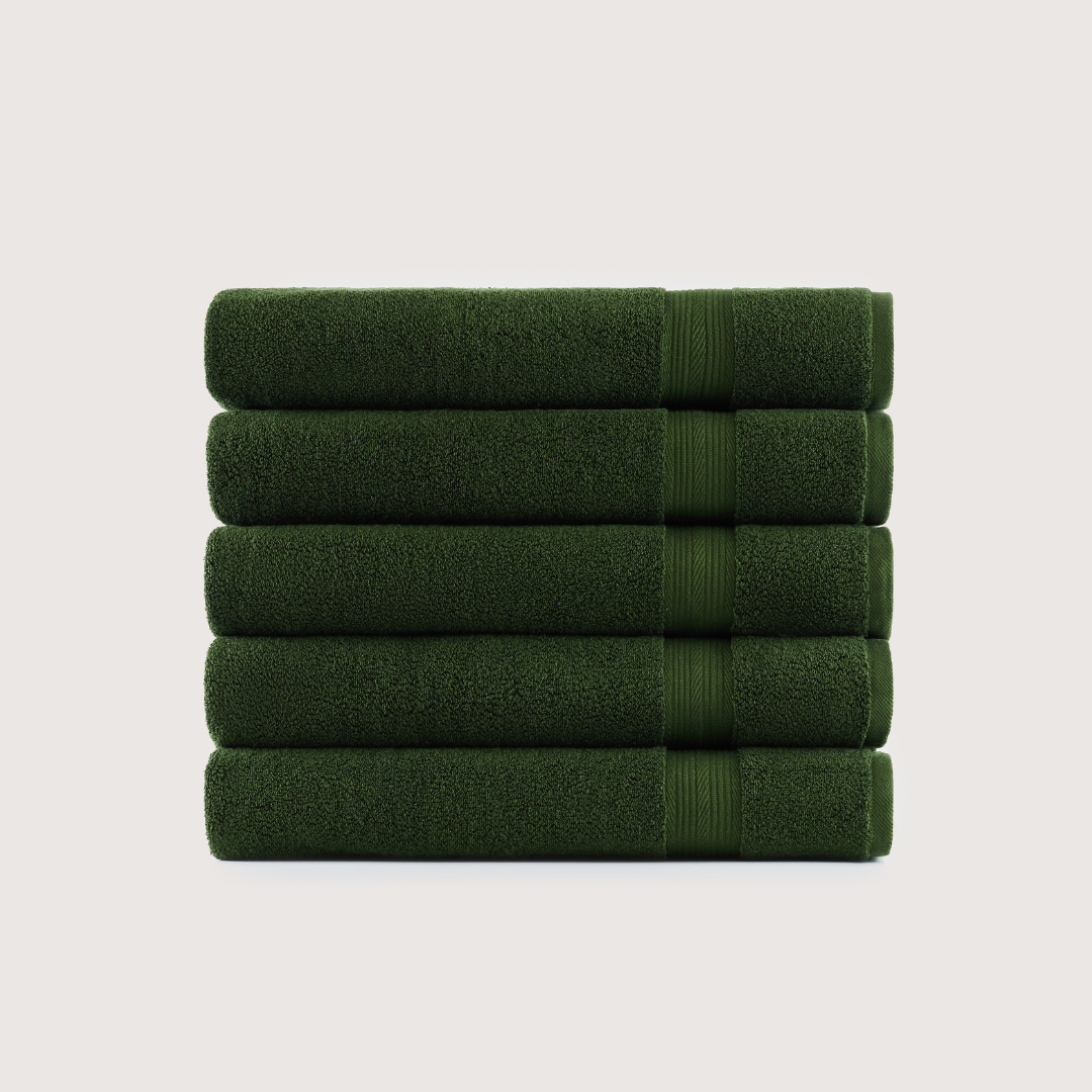 Pack of 4 Truenova Ultrasoft cotton bath towels in Olive Green