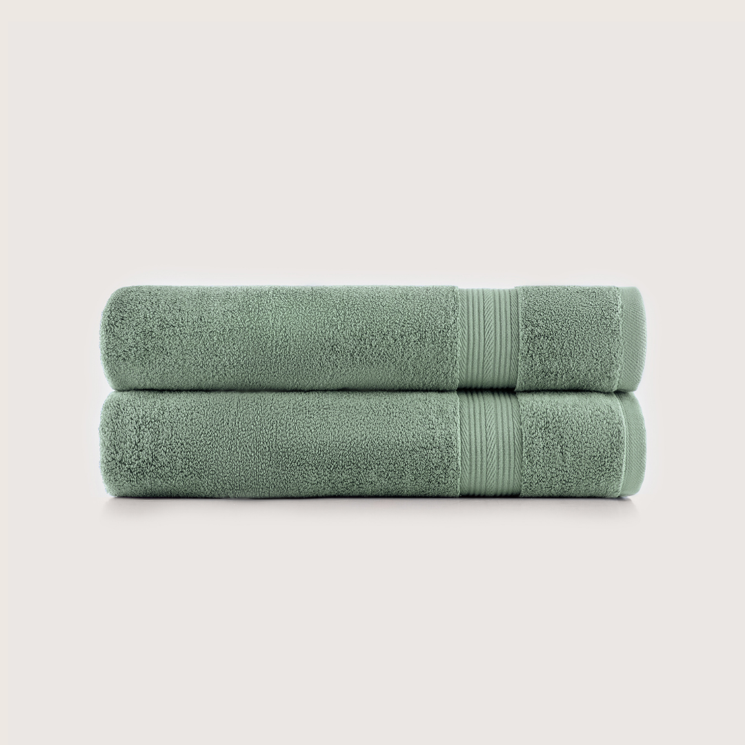 Pack of 2 Truenova Ultrasoft cotton bath towels in Sage