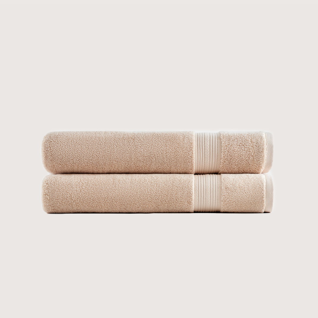Pack of 2 Truenova Ultrasoft cotton bath towels in Sand
