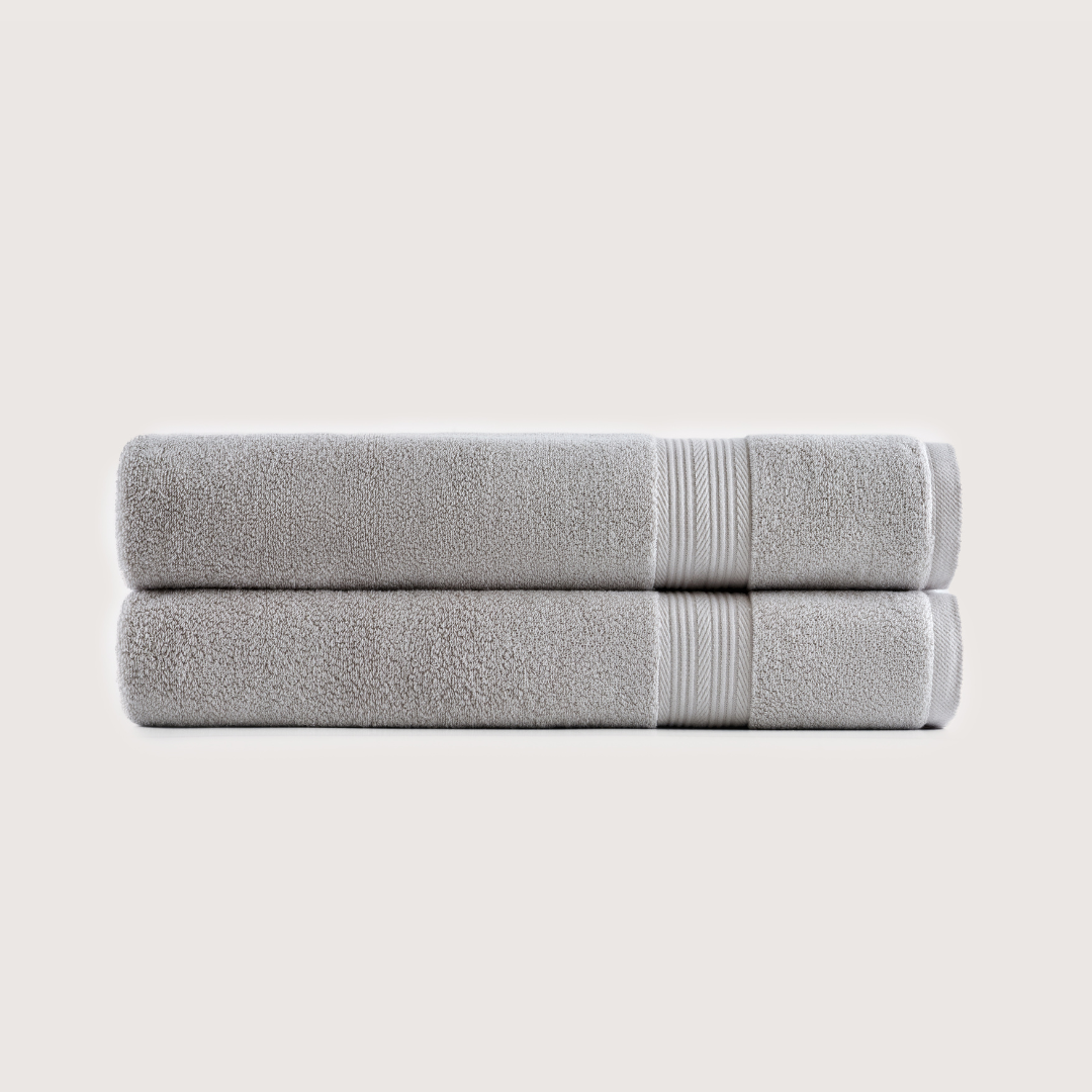 Pack of 2 Truenova Ultrasoft cotton bath towels in Stone Grey