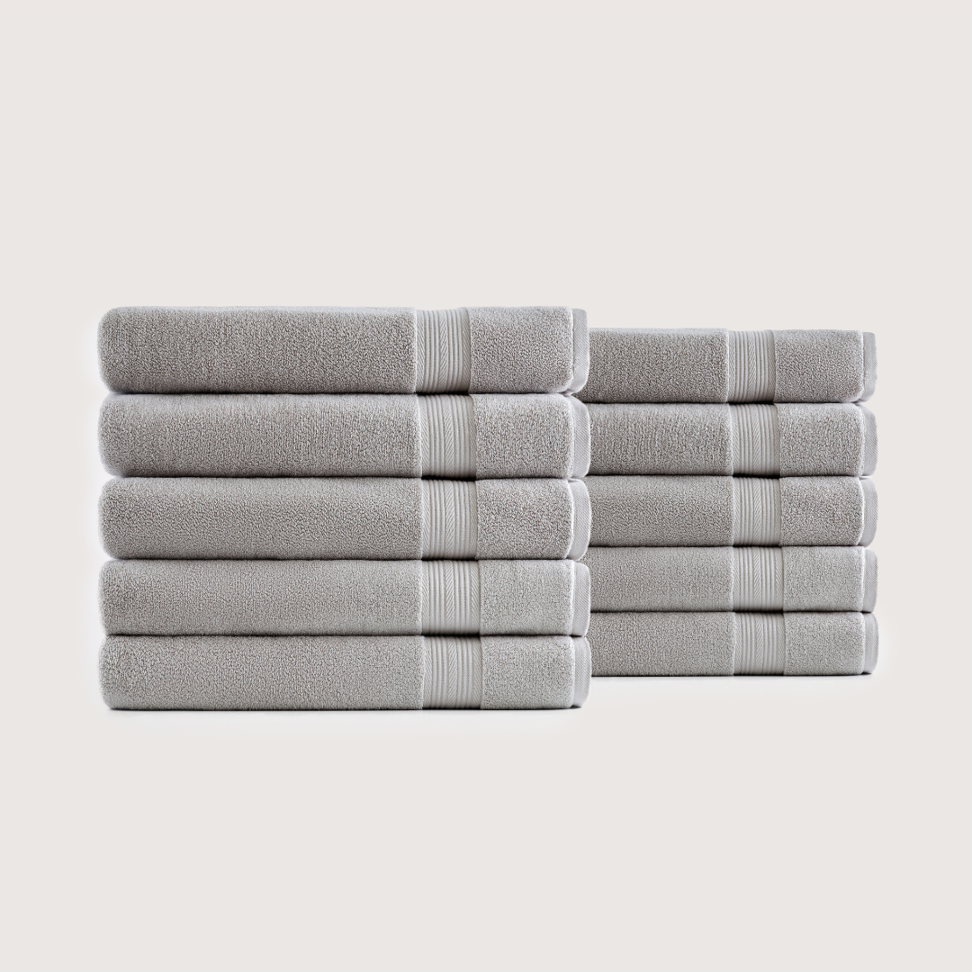 Pack of 8 Truenova Ultrasoft cotton bath towels in Stone Grey
