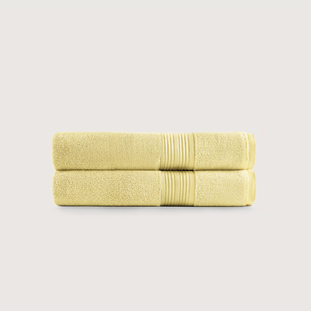 Pack of 2 Truenova Ultrasoft cotton hand towels in Butter Yellow