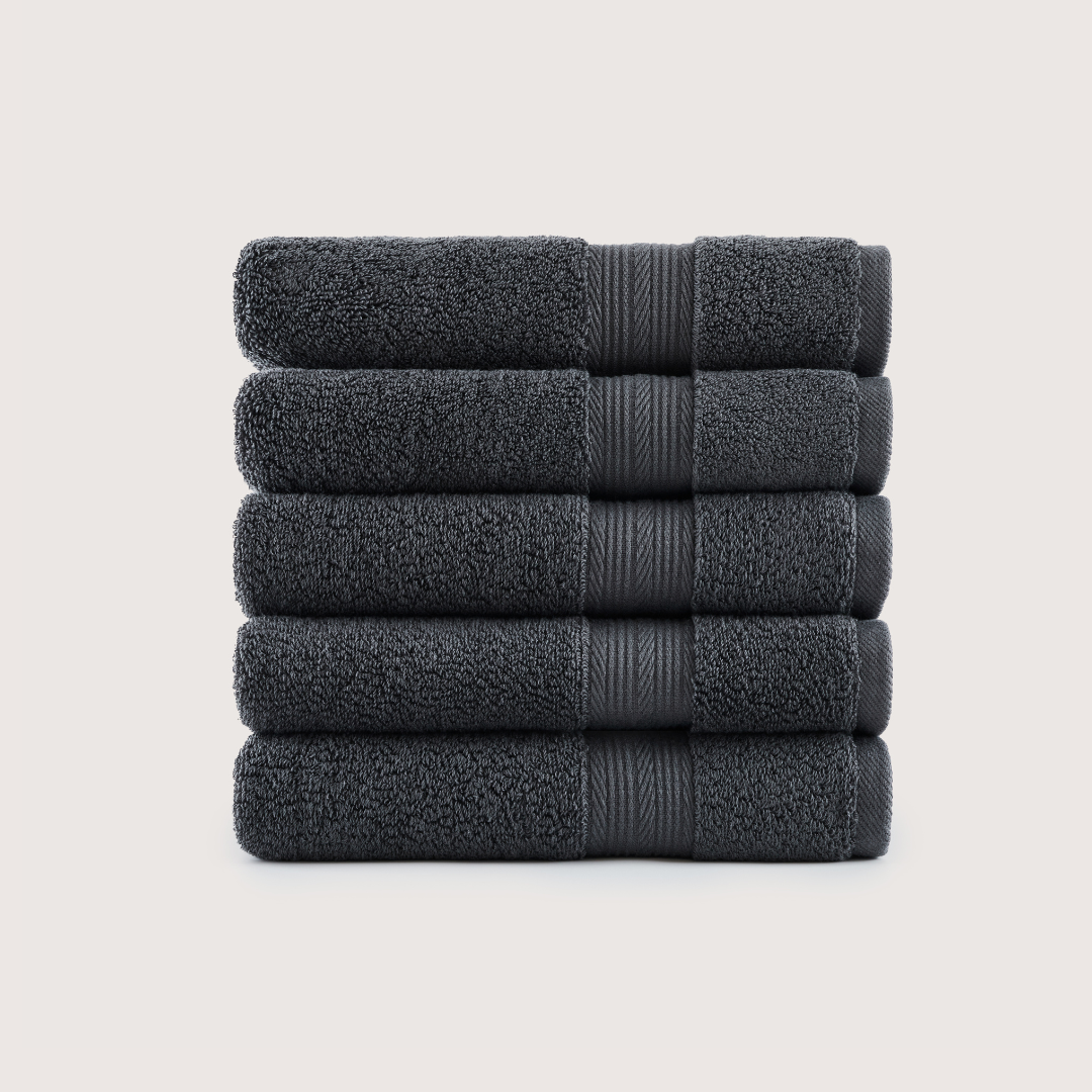 Pack of 4 Truenova Ultrasoft cotton hand towels in Charcoal