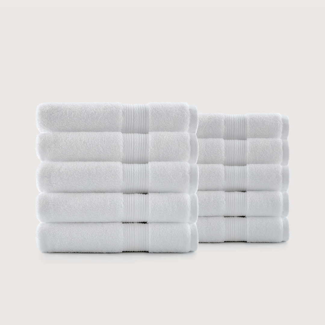 Pack of 8 Truenova Ultrasoft cotton hand towels in Cloud White
