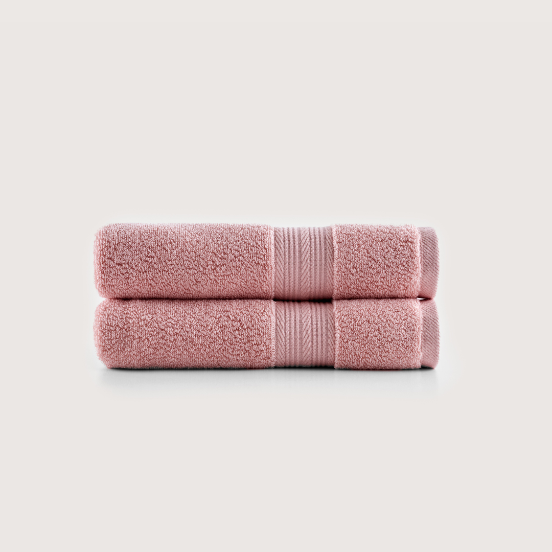 Pack of 2 Truenova Ultrasoft cotton hand towels in Coral Pink