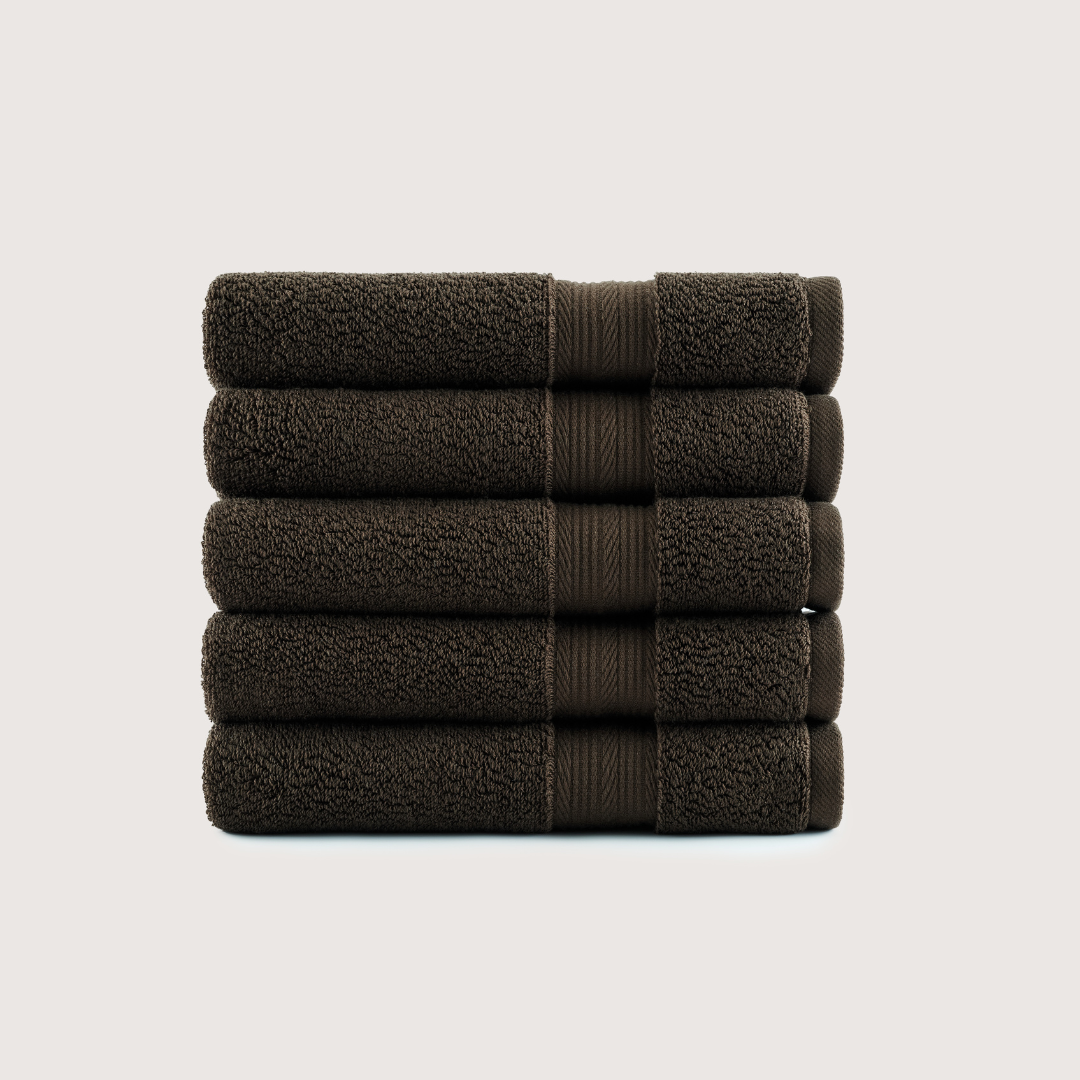 Pack of 4 Truenova Ultrasoft cotton hand towels in Espresso Brown