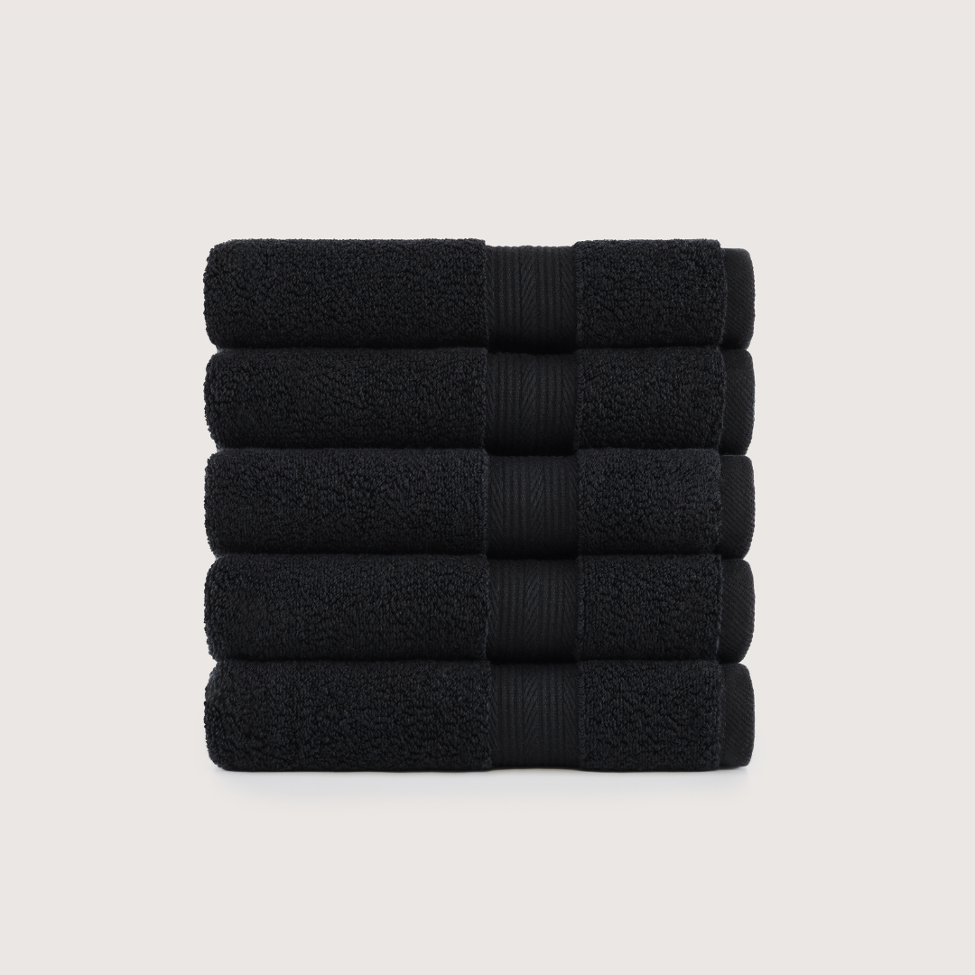 Pack of 4 Truenova Ultrasoft cotton hand towels in Midnight Black