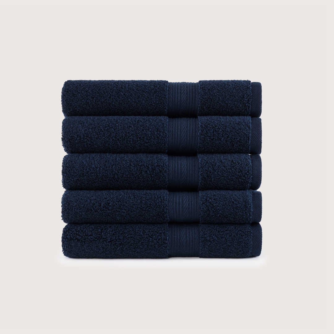 Pack of 4 Truenova Ultrasoft cotton hand towels in Navy Blue