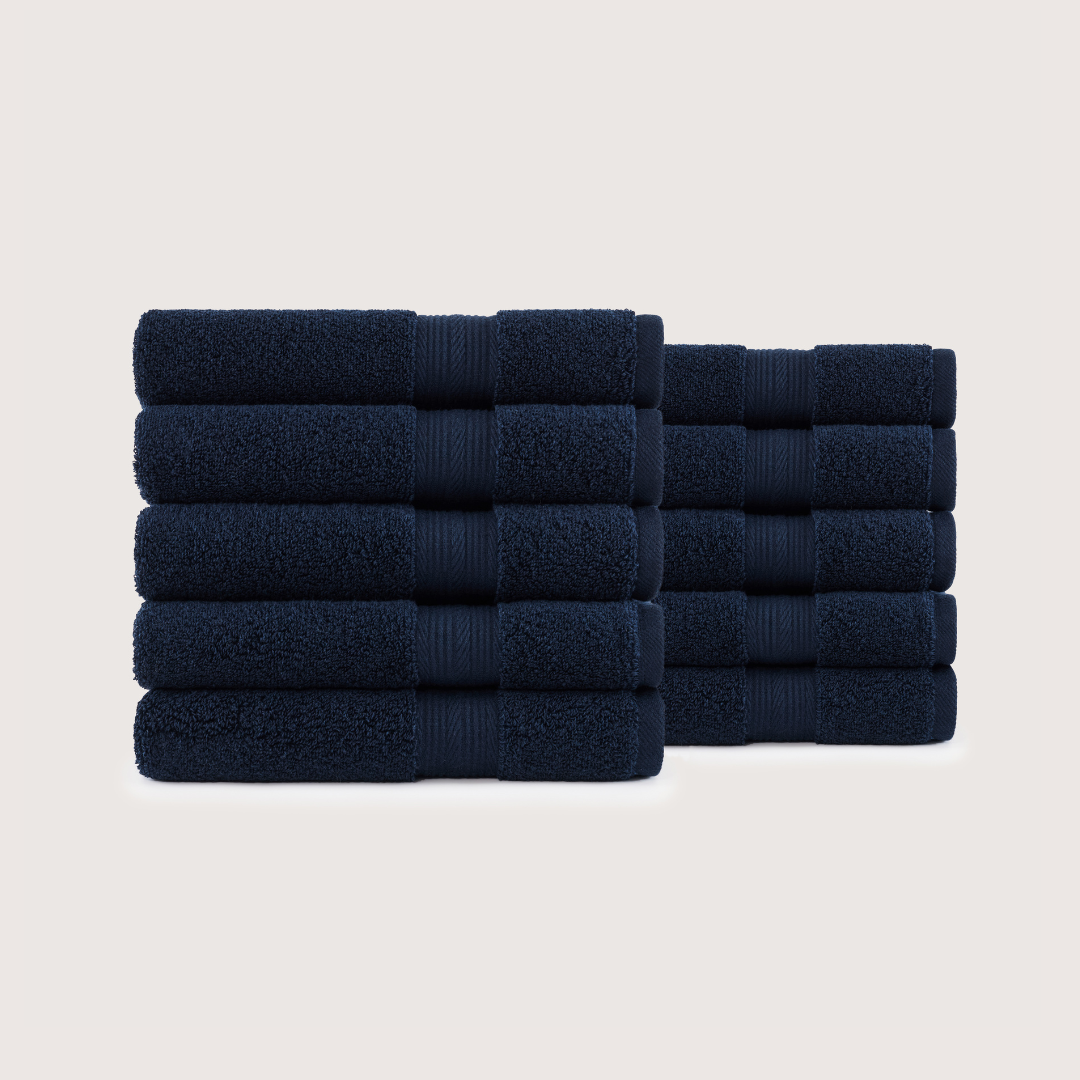 Pack of 8 Truenova Ultrasoft cotton hand towels in Navy Blue