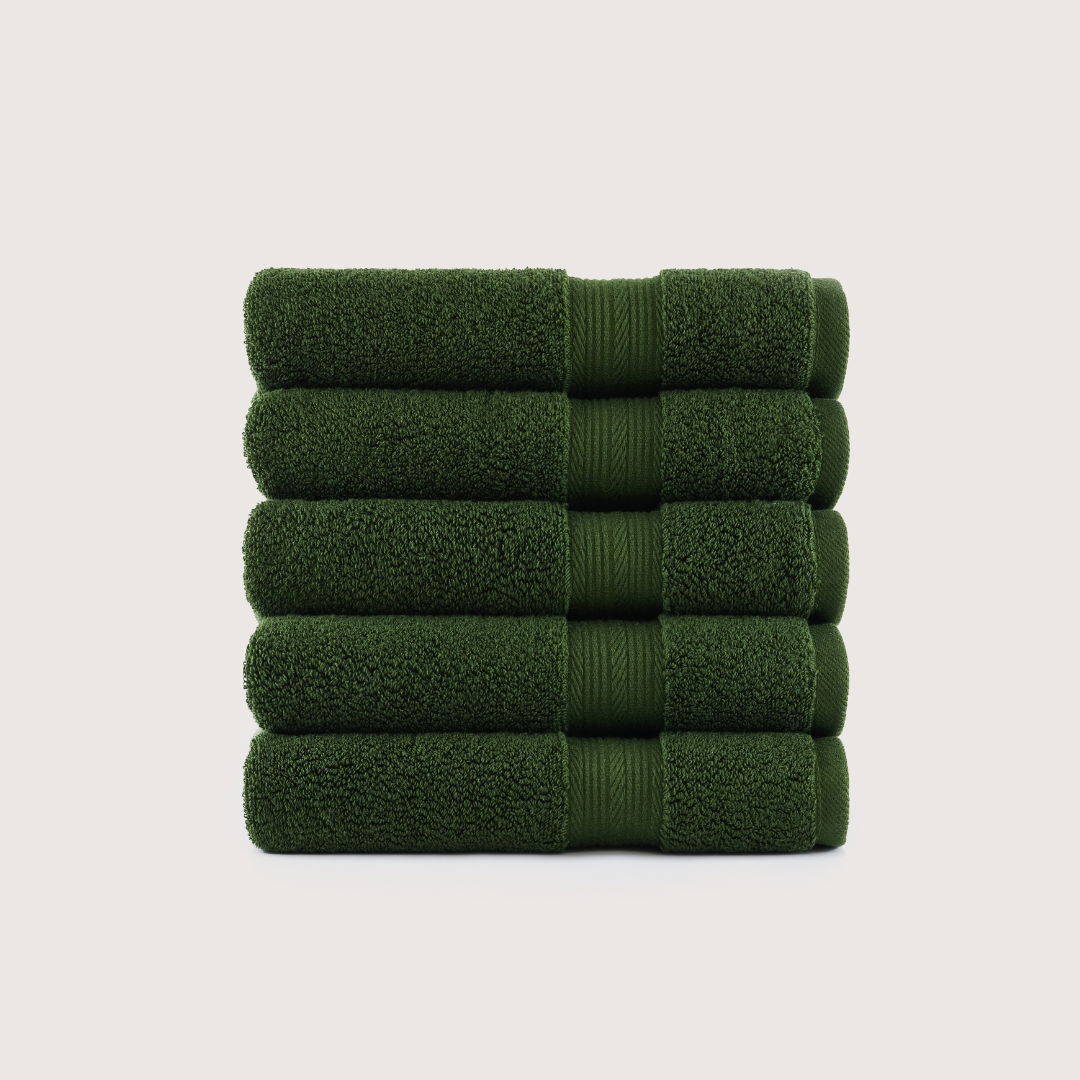 Pack of 4 Truenova Ultrasoft cotton hand towels in Olive Green