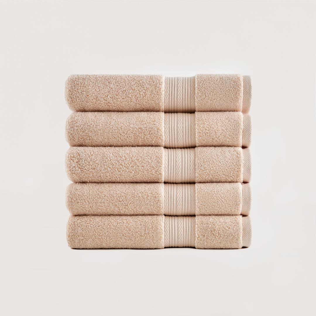 Pack of 4 Truenova Ultrasoft cotton hand towels in Sand