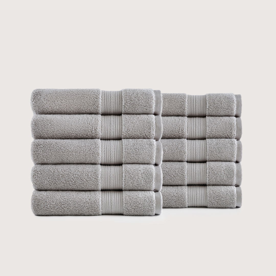 Pack of 8 Truenova Ultrasoft cotton hand towels in Stone Grey