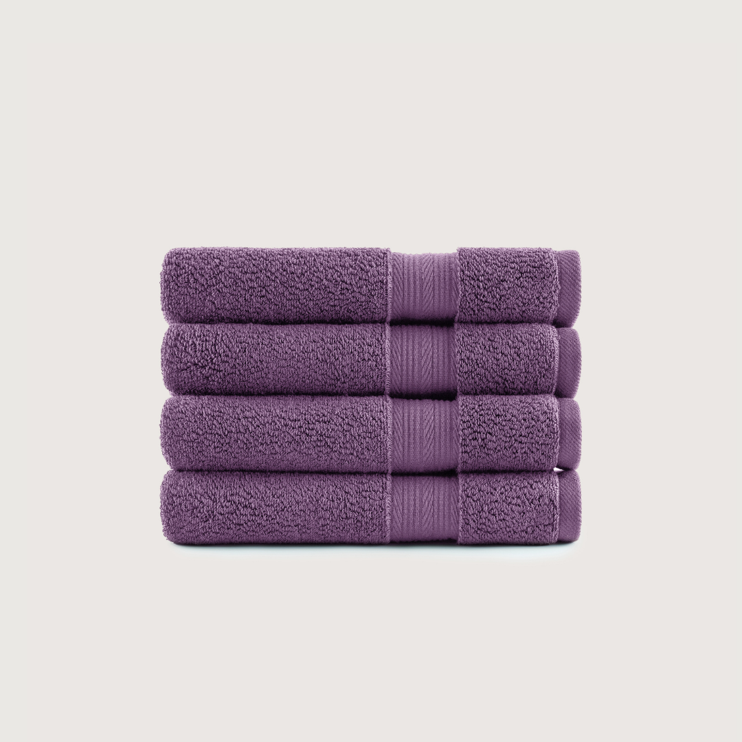 Pack of 4 Truenova Ultrasoft cotton hand towels in Violet