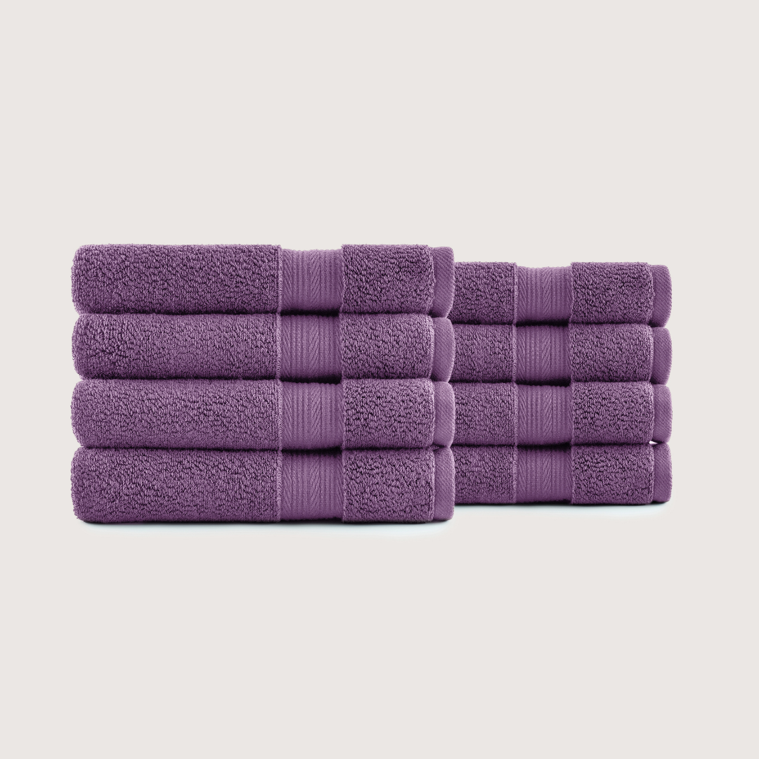 Pack of 8 Truenova Ultrasoft cotton hand towels in Violet