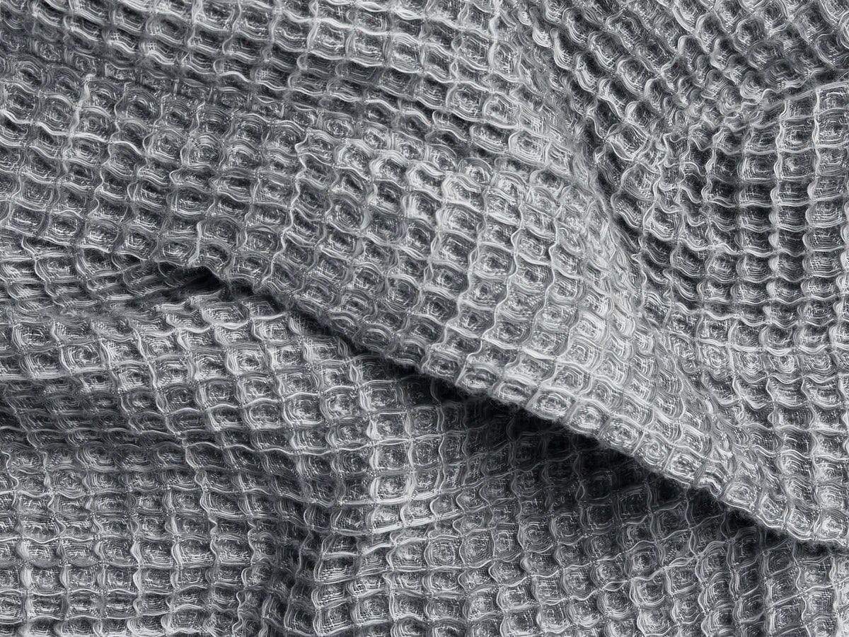 Waffle weave detail of the Truenova Waffle Robe in Grey